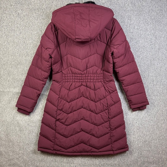 Andrew Marc Stretch  Walker Hooded Puffer Jacket Burgundy Women's Size Small - Picture 2 of 12